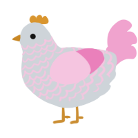 Milkshake, a mist and pink chicken with a lace pattern