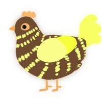 Biohazard, a bark and lemon chicken with a bar pattern