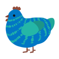 (unnamed), a sapphire and turquoise chicken with a bar pattern