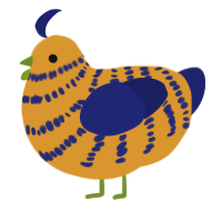 (unnamed), a orange and navy chicken with a bar pattern