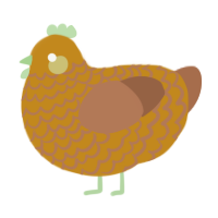 celery, a ochre and brown chicken with a lace pattern