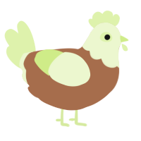Shrek the 1st, a brown and apple chicken with a head pattern