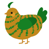 A ochre and leaf chicken with a bar pattern