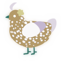 carpet dust, a ochre and lilac chicken with a speckle pattern