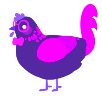 Titin, a overcast and amethyst chicken with a neck-speckle pattern