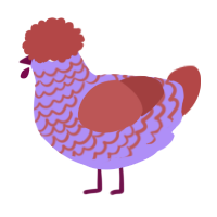 Lavandar, a lilac and red chicken with a lace pattern