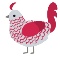 peparmint, a mist and crimson chicken with a lace pattern