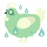 A mint and white chicken