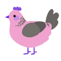 I Me Myself, a pink and grey chicken with a neck-band pattern
