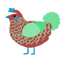 Newspaper, a red and spring chicken with a lace pattern