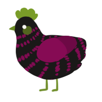 A sable and wine chicken with a bar pattern