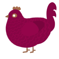 A maroon chicken with a lace pattern