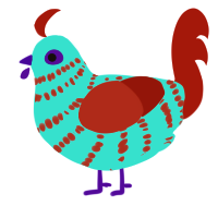 neon tetra, a aqua and red chicken with a bar pattern