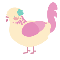 Fluttershy, a tumblr and leaf chicken with a neck-speckle pattern