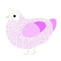 Petal, a white and lavender chicken with a double-lace pattern