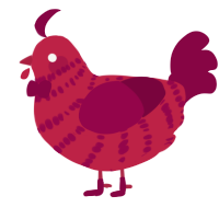 A crimson and maroon chicken with a bar pattern