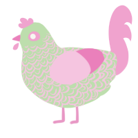 A gluppy and pink chicken with a double-lace pattern