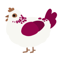 (unnamed), a white and maroon chicken with a neck-speckle pattern