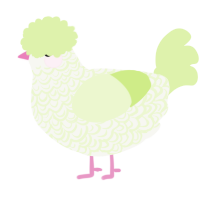 Pippin, a white and apple chicken with a double-lace pattern