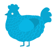 DRAHCIR, a cerulean chicken with a lace pattern