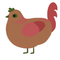 chickpea, a brown and red chicken with a neck-speckle pattern