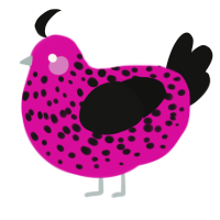 (unnamed), a fuchsia and black chicken with a speckle pattern
