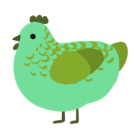 Dewey, a spring and chartreuse chicken with a half-lace pattern