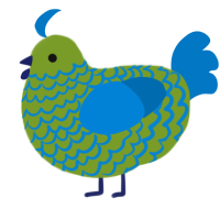 oh, a chartreuse and sapphire chicken with a lace pattern