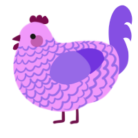Atelophobia, a lavender and blurple chicken with a lace pattern
