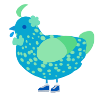 uranium, a cerulean and spring chicken with a speckle pattern