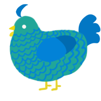 A turquoise and sapphire chicken with a lace pattern