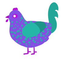 (unnamed), a blurple and turquoise chicken with a speckle pattern