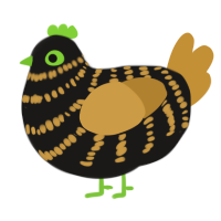 A sable and gold chicken with a bar pattern