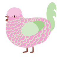 princess peach, a pink and gluppy chicken with a lace pattern