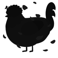 The Spectre, a sable and black chicken with a head pattern