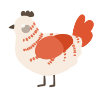 (unnamed), a cream and vermilion chicken with a half-bar pattern