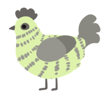 Clover, a apple and ash chicken with a bar pattern