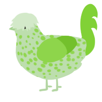 A gluppy and grass chicken with a speckle pattern