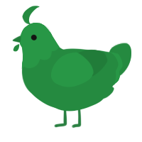 Beanstalk, a viridian chicken with a head pattern