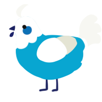 Boatswain, a cerulean and white chicken with a head pattern