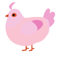 napkin, a rose and pink chicken with a head pattern
