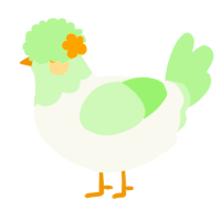 honeydew, a white and gluppy chicken with a head pattern
