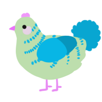 present, a gluppy and cerulean chicken with a half-bar pattern