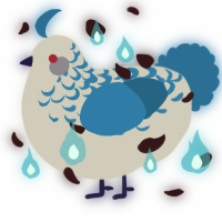 Curse, a silver and sapphire chicken with a half-lace pattern