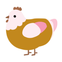 A ochre and rose chicken with a head pattern