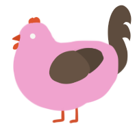 A pink and bark chicken