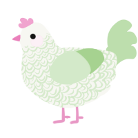 frosting, a white and gluppy chicken with a double-lace pattern