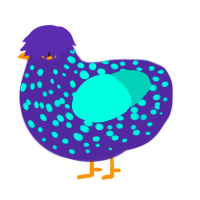 Labradorite, a overcast and turquoise chicken with a speckle pattern