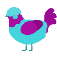 Gatorade Pasta, a aqua and plum chicken with a head pattern