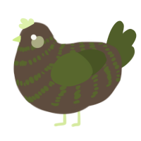 kiwi the food, a bark and olive chicken with a bar pattern